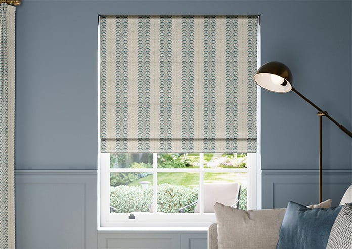 Land & Shore Fintra Stripe, Teal - Roman Blind - Image 3